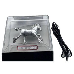 Vintage Budweiser Bud Light Silver Clydesdale Horse Lighted Beer Sign 1980s